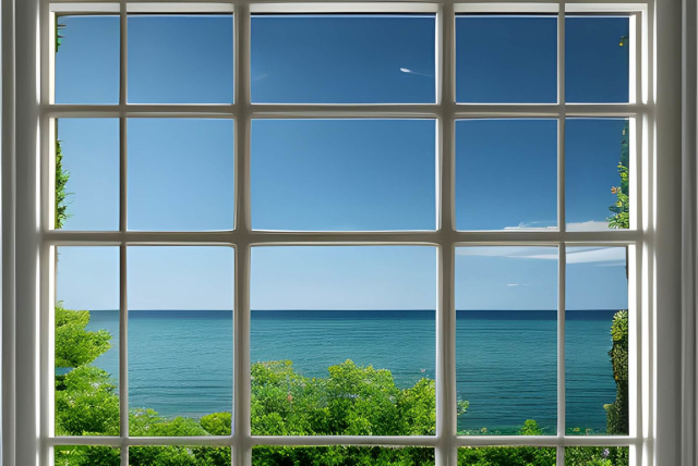 窓から見える海